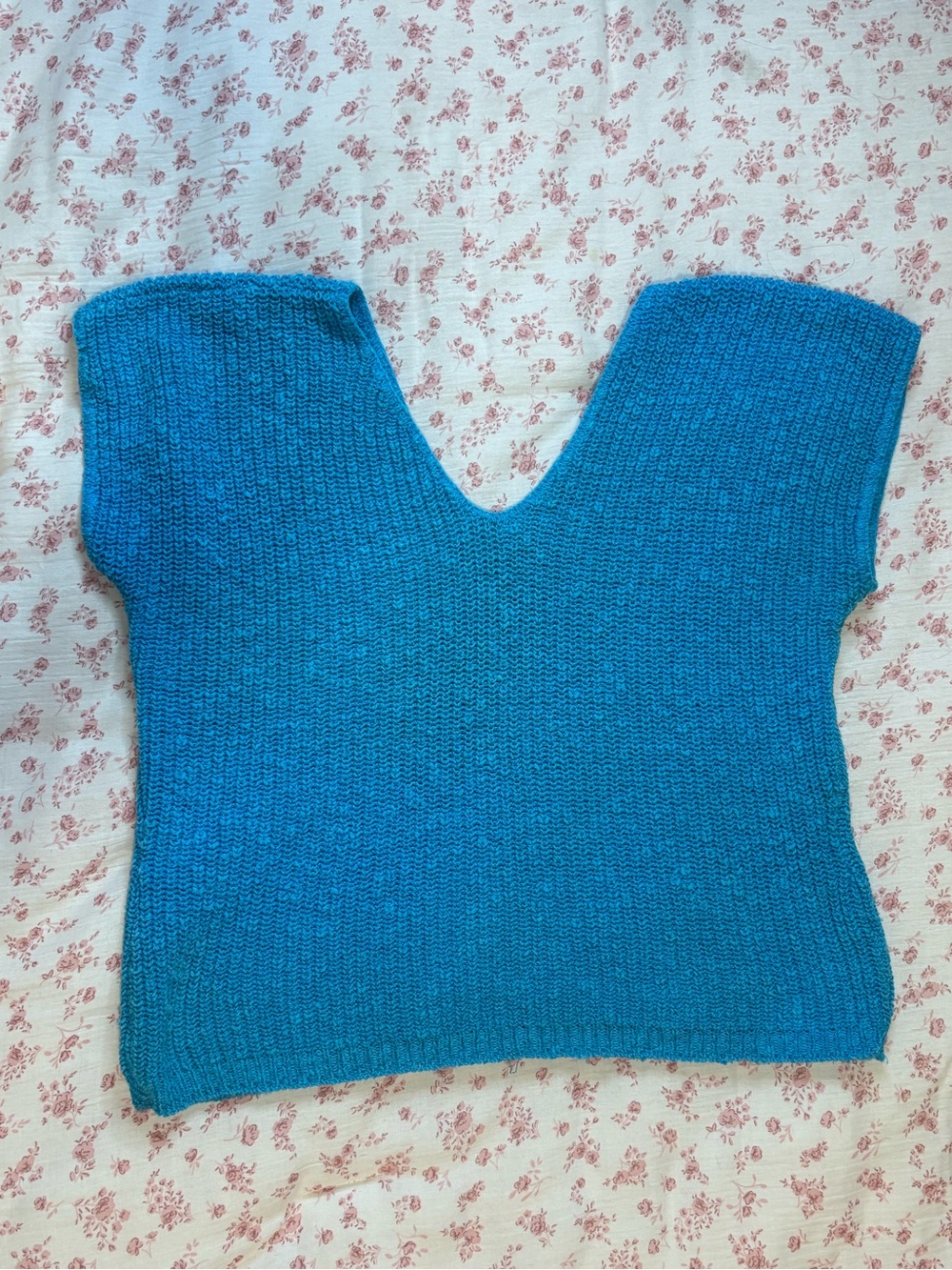 Vintage Jazzy Blue V-Neck Women’s Sweater